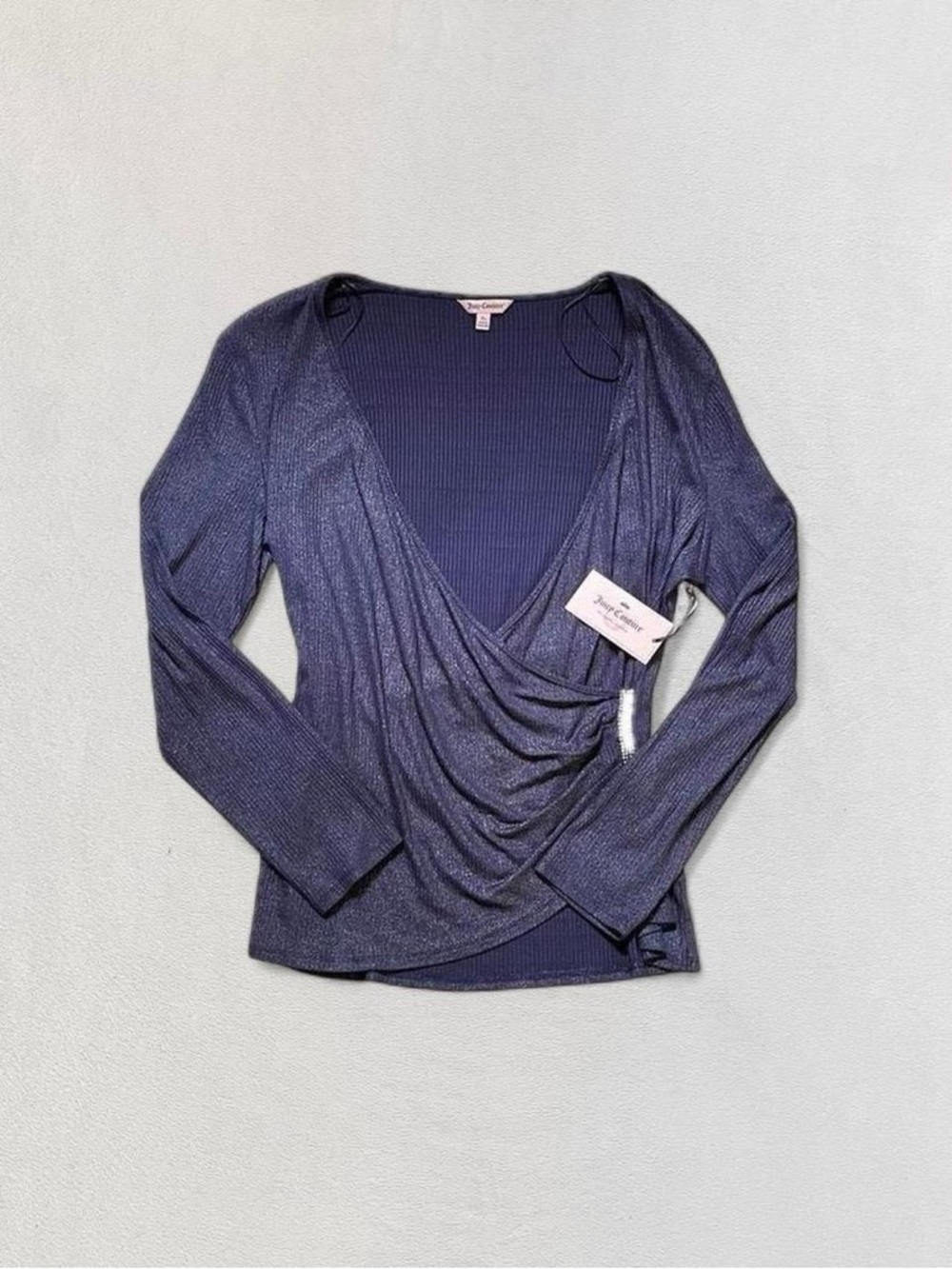 Juicy Couture Navy Blue Shimmer Rhinestone Wrap Cardigan, Women’s XL (16-18)